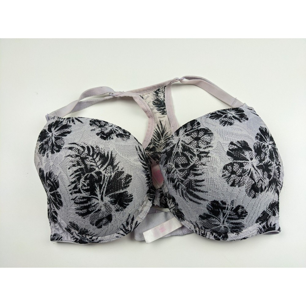 Victoria's Secret PINK Lightly Lined Push Up Bra Size 32DD Floral Lace